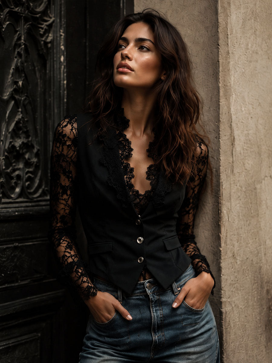 Jovanka | Elegante Blazer met kantdetails