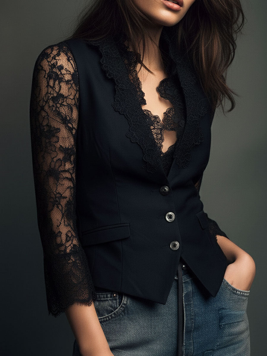 Jovanka | Elegante Blazer met kantdetails