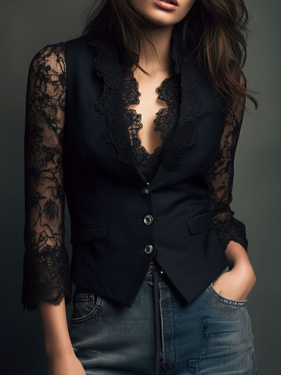 Jovanka | Elegante Blazer met kantdetails