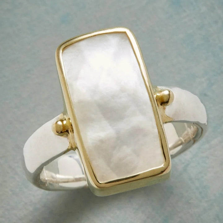 Vintage Bohemian Geometrische Maansteenring