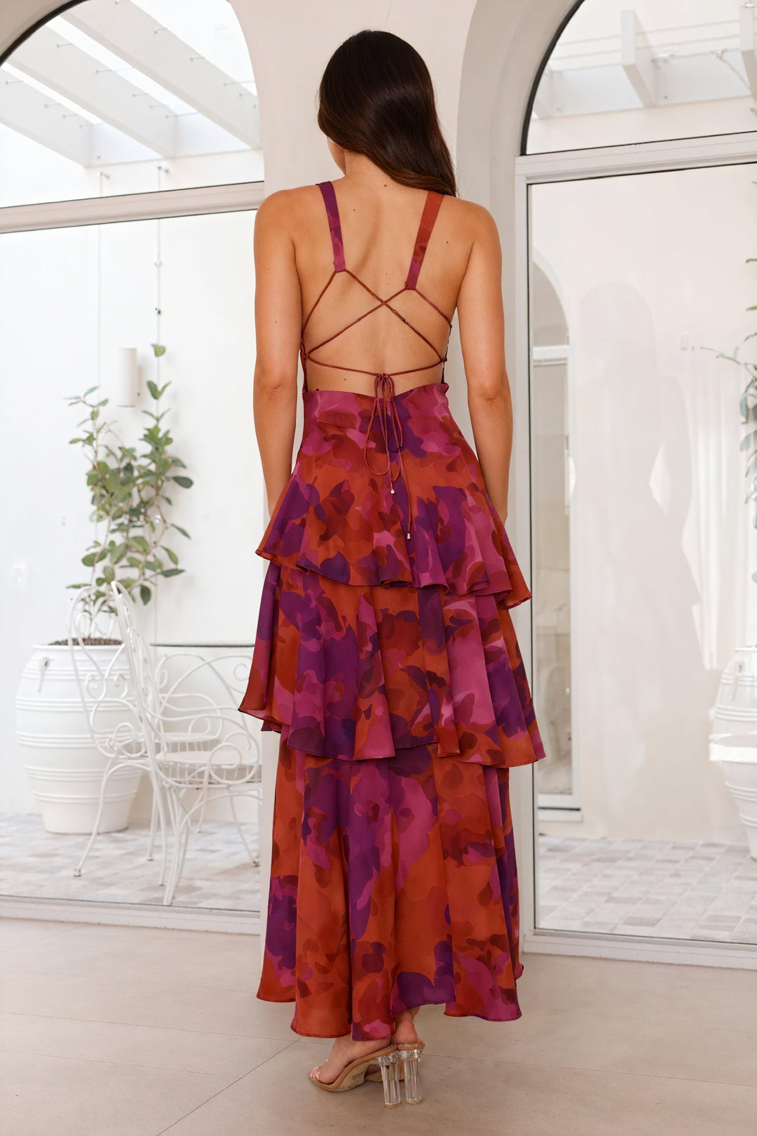 Jurk met Bloemenprint en Diepe V-hals