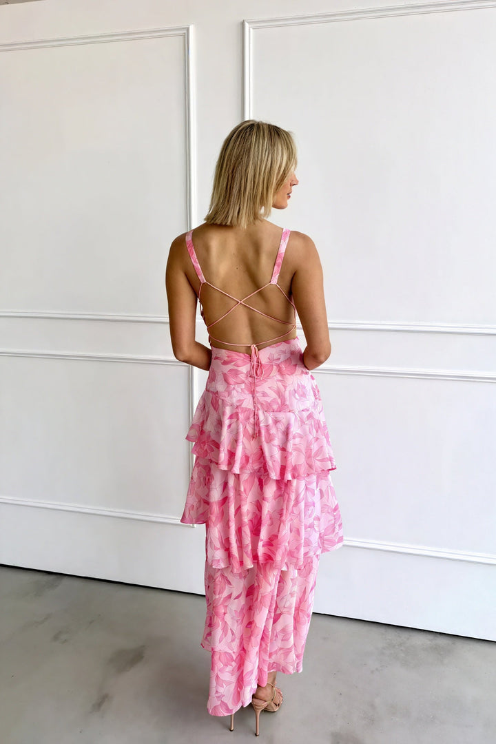 Jurk met Bloemenprint en Diepe V-hals