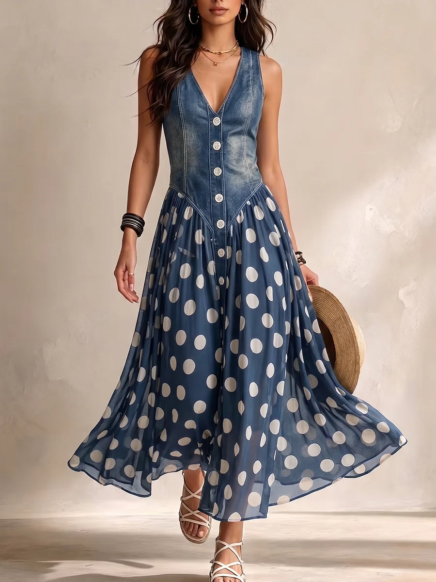 Bianca | Midi Jurk in met Stippen