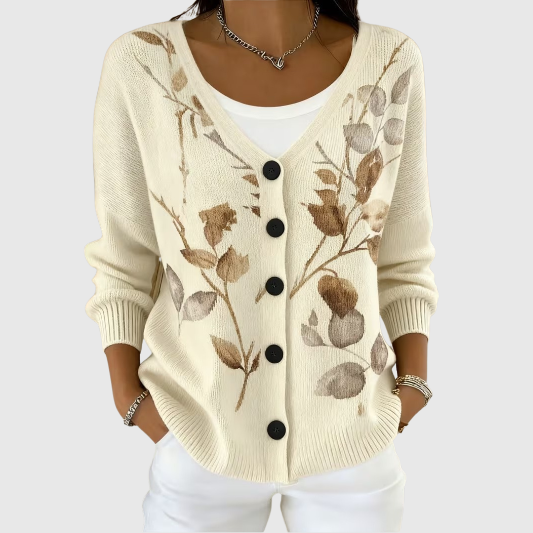 Inez | Gebreide Hoodies met bladmotief