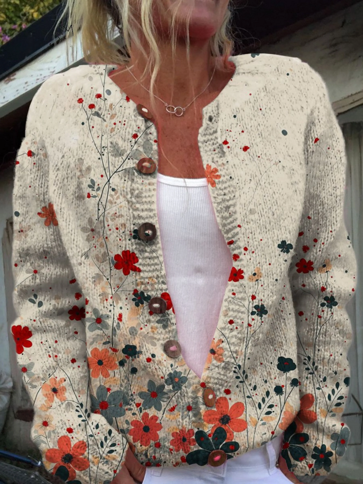 Annewil | Comfortabel Vest bloemenprint