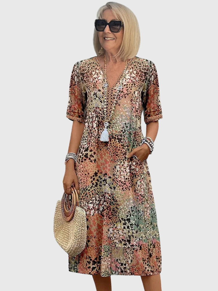 Yvonna™ | Elegante Bloemen Midi-Jurk