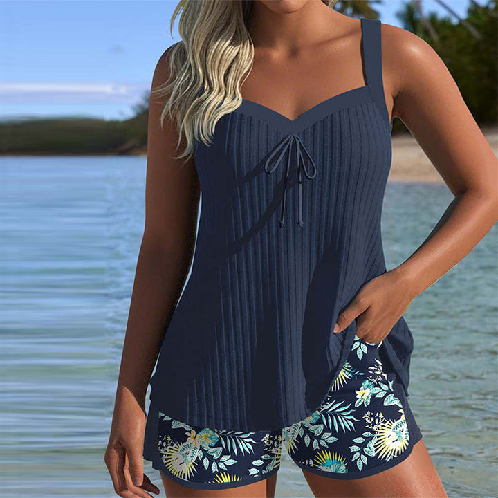 Julia | Gestreepte tankini met twee-delige badbroek