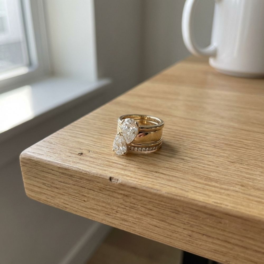 Vintage Geïnspireerde Dubbele Zirkonia Dangle Ring