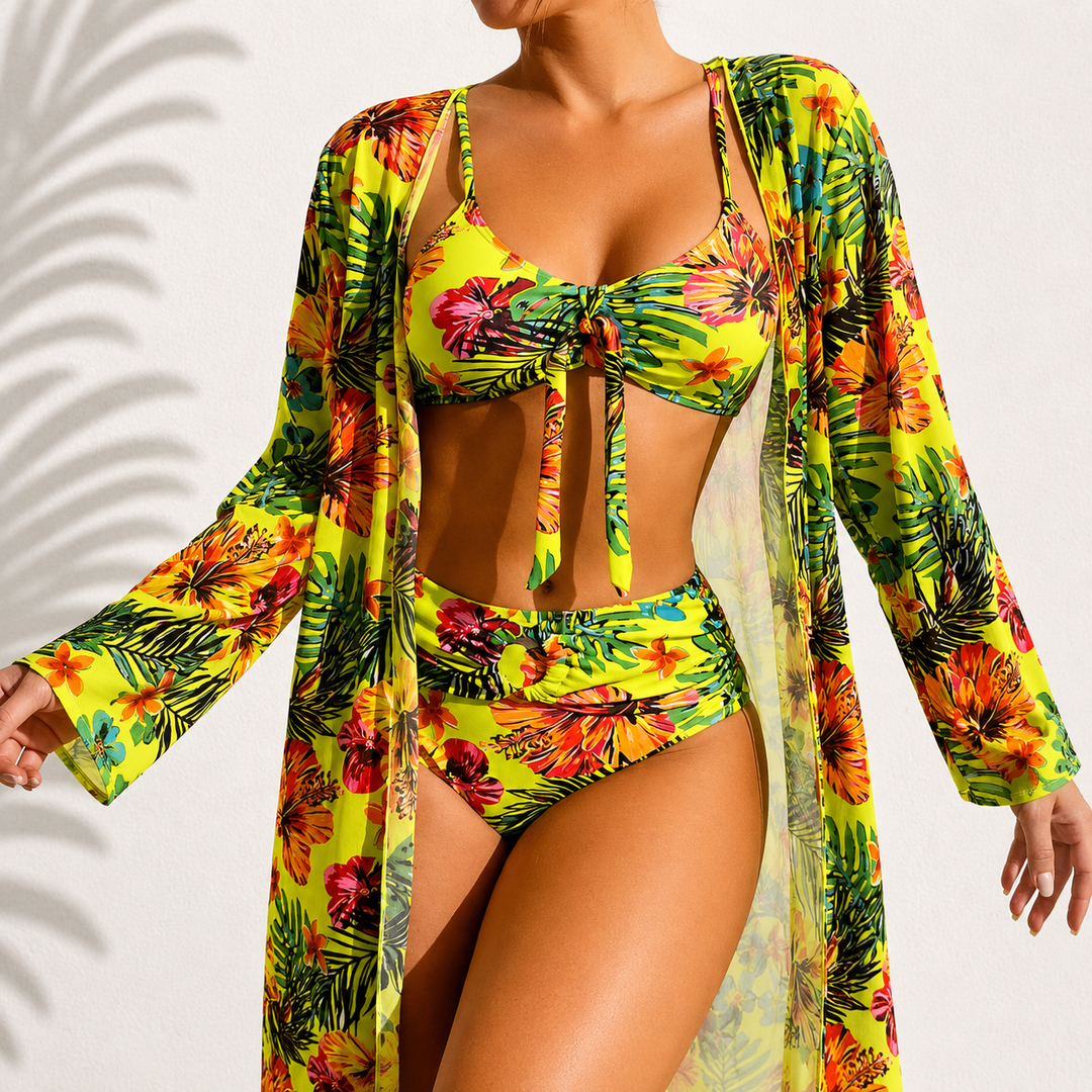 Bente | Elegante Tropische 3-delige Bikini