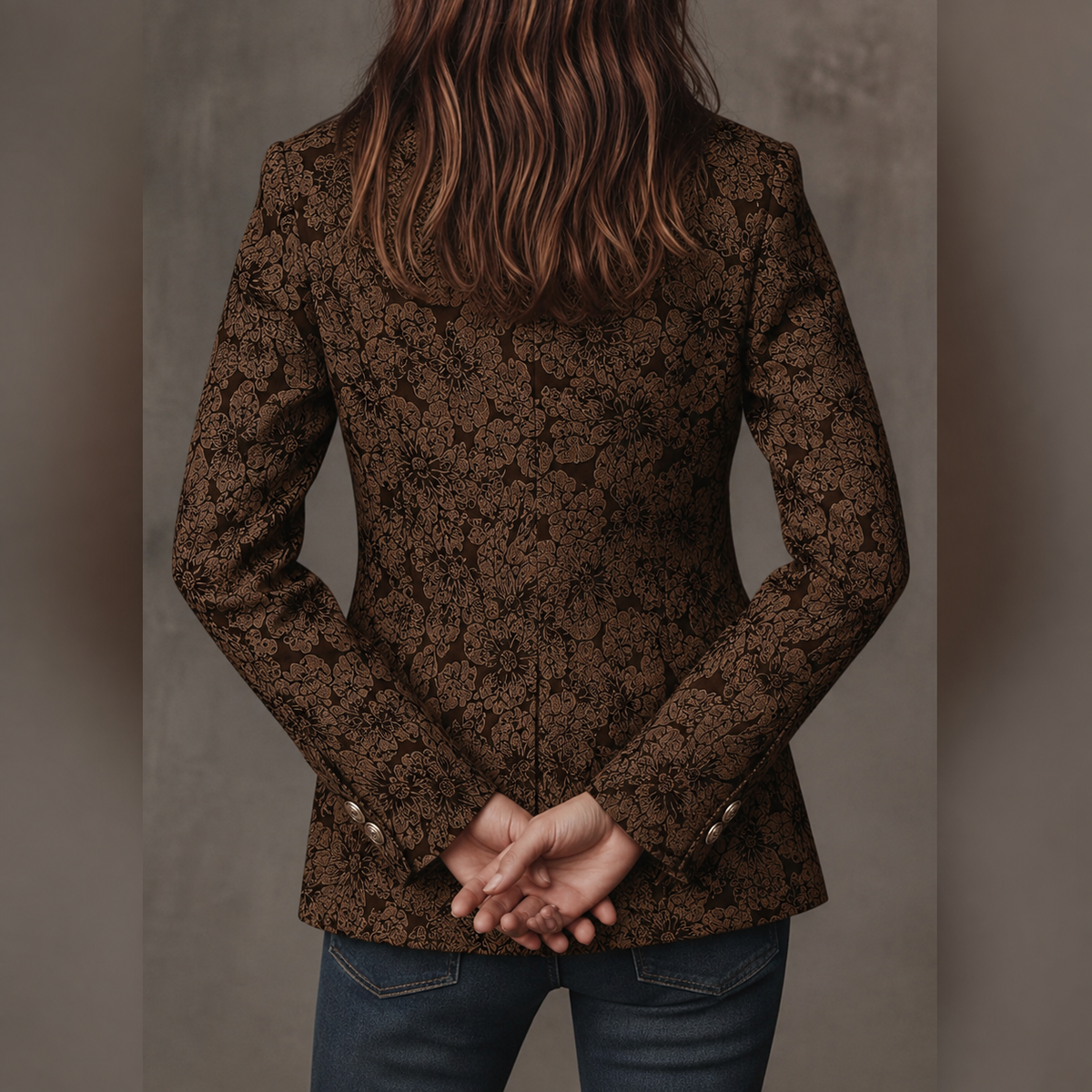 Senna | Jacquard Blazer met Bloemmotief