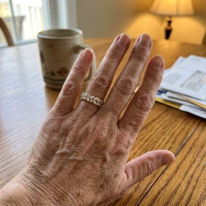 Vintage Marquise & Rond Geslepen Zirconia Heldere Gouden Ring