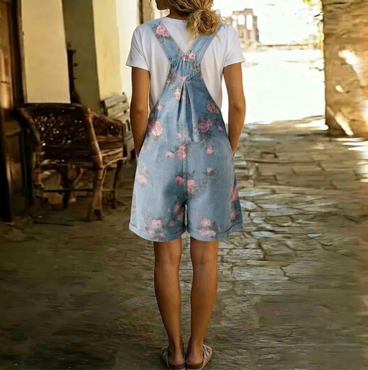 Judy | Denim Lavato Vintage met Zacht Katoengevoel Bloemen Salopette