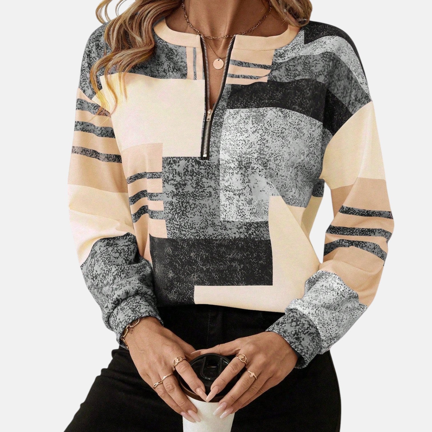 Sarina | Grafische patchwork trui