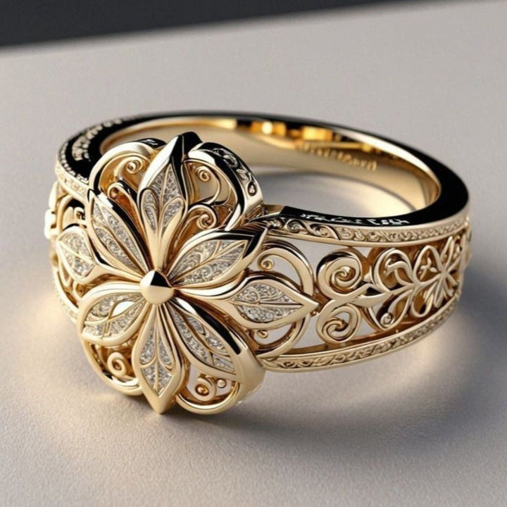 Exotische Bloemen Zirconia Gouden Ring