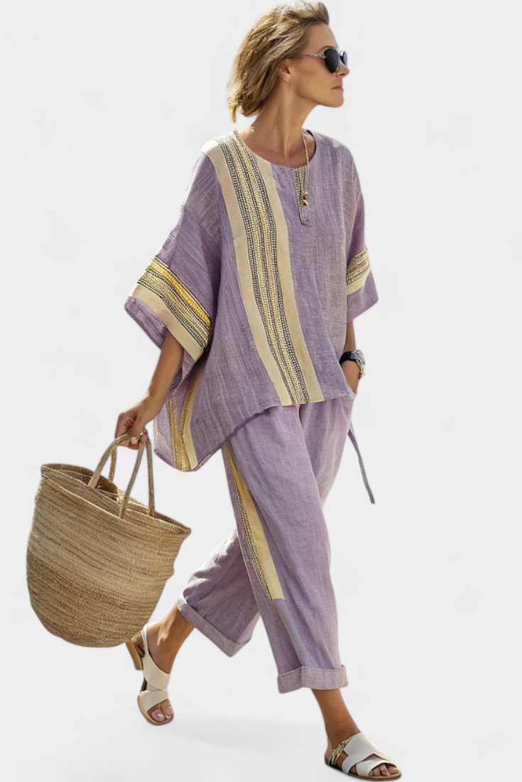 Anzaleira | Elegante Gestreepte Set