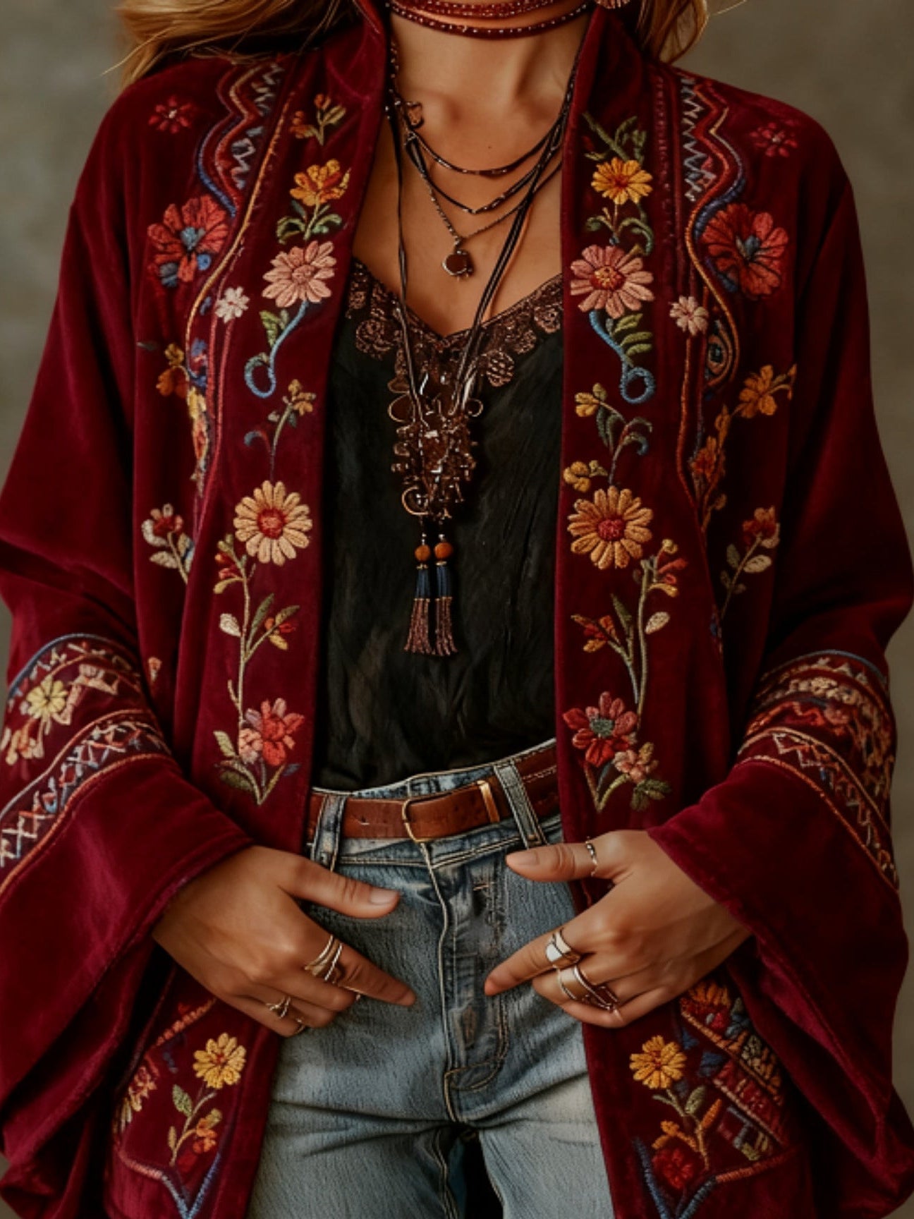 Darcy | Boho Geborduurde Kimono Cardigan