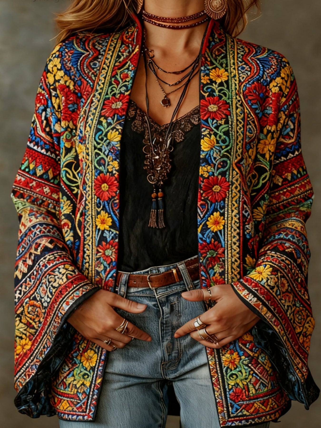 Darcy | Boho Geborduurde Kimono Cardigan