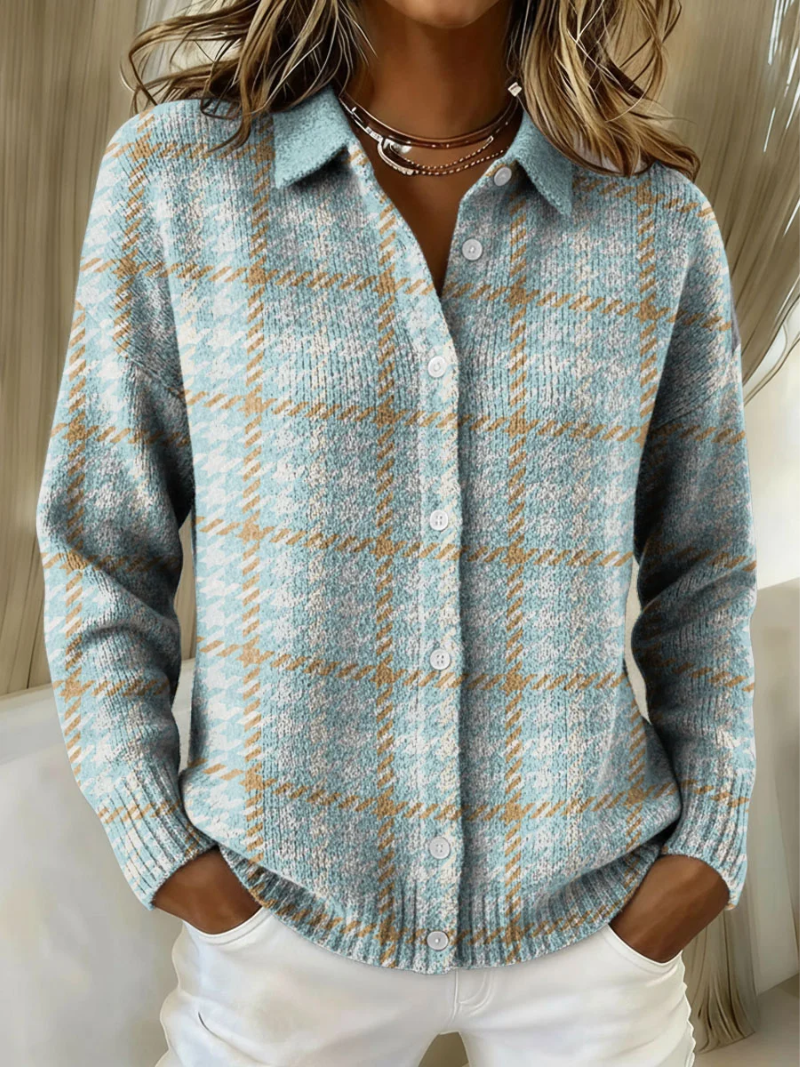 Estella | Geruit gebreide cardigan