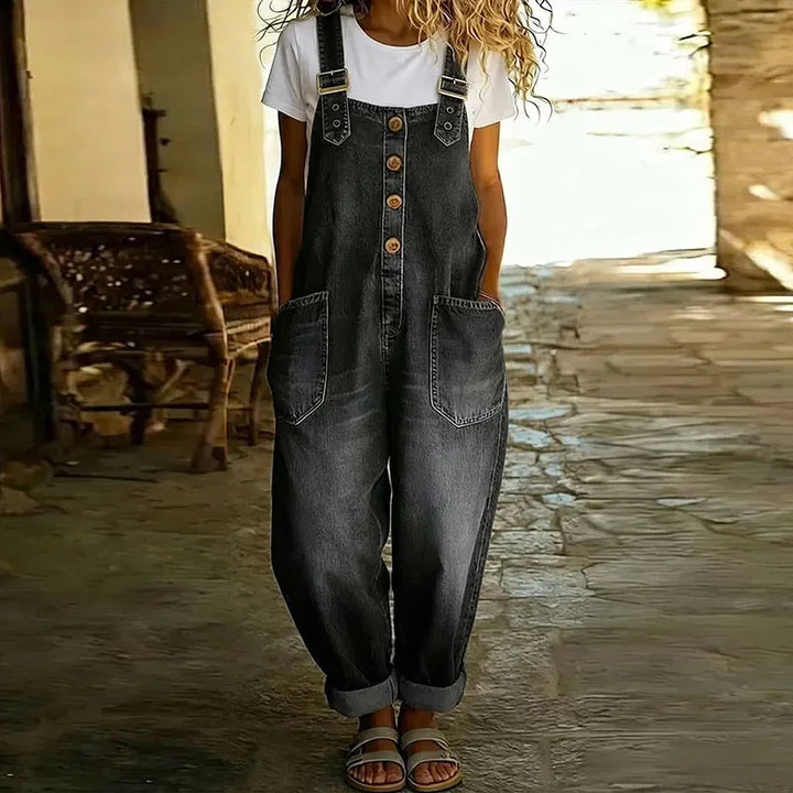 Mae | Vintage denim salopette met verstelbare bretels