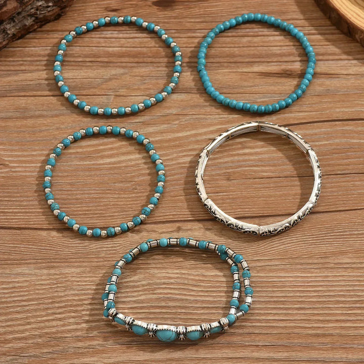 Abby | Boho Armbanden Set met Turquoise Kralen