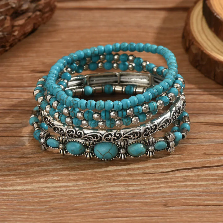 Abby | Boho Armbanden Set met Turquoise Kralen