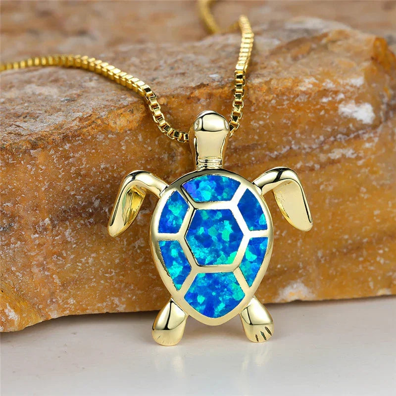 Vintage Groene Vuur Opal Schildpad Hanger