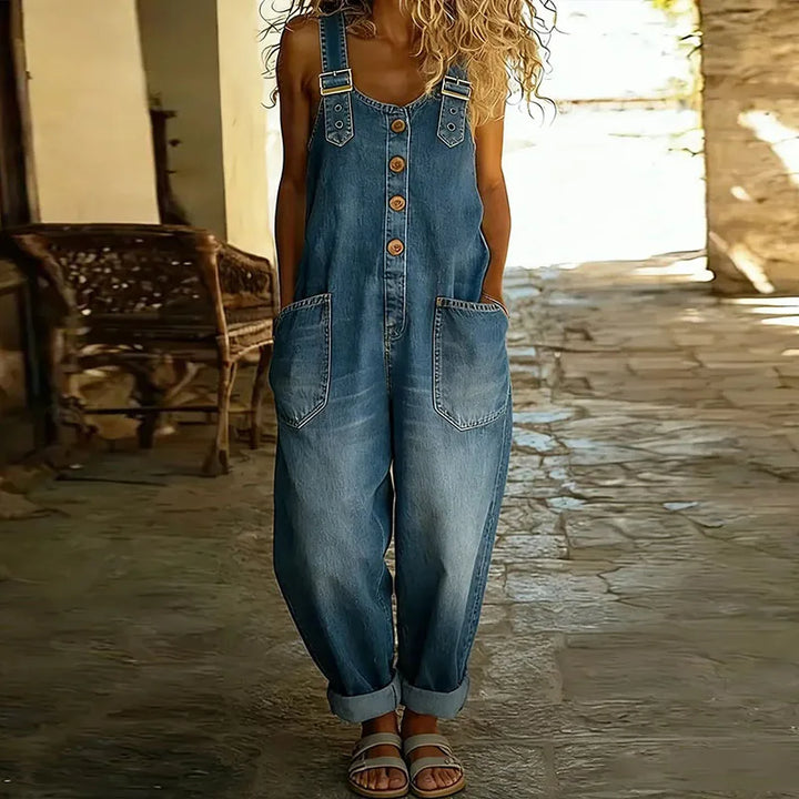 Mae | Vintage denim salopette met verstelbare bretels