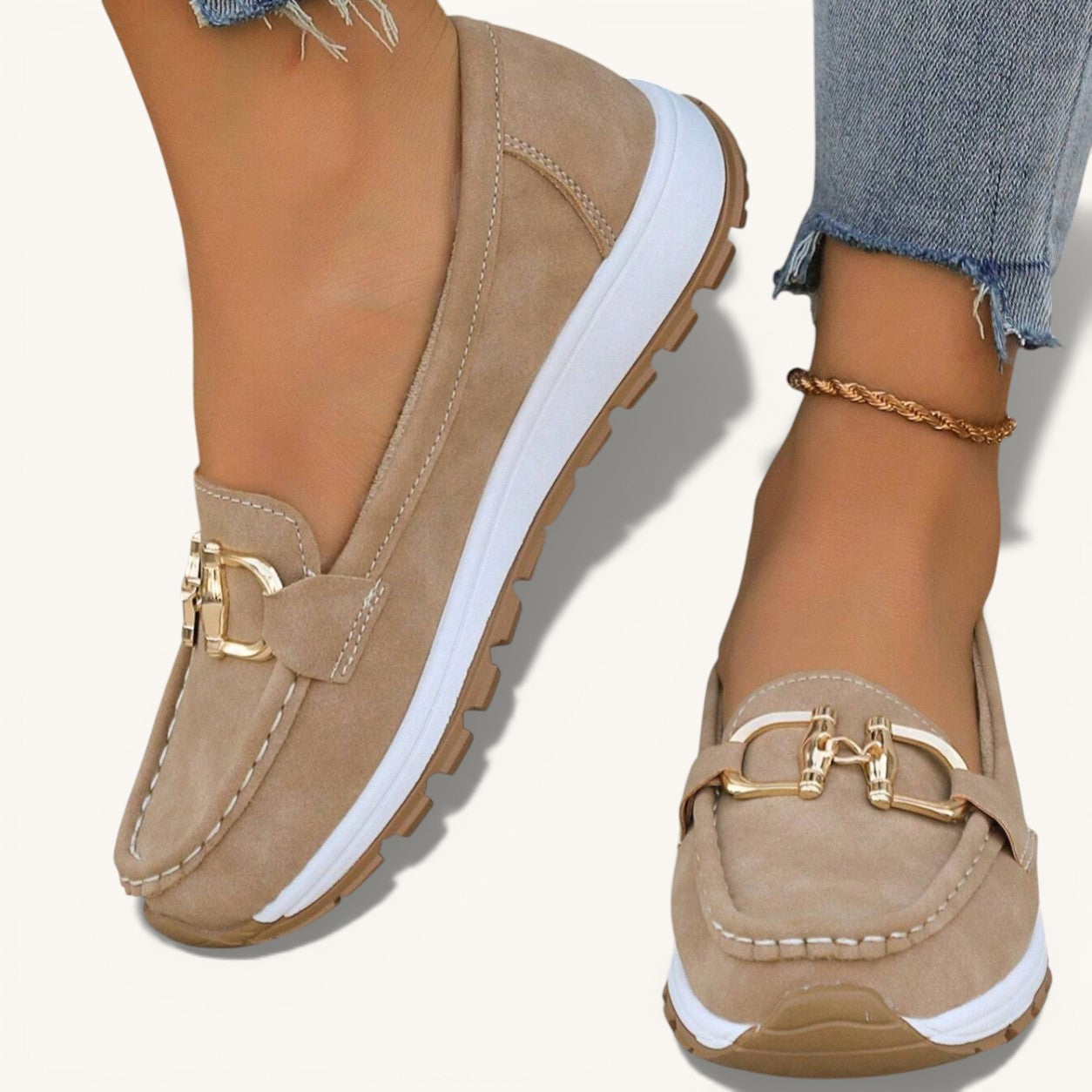 Ellie - Platte Mocassins met Gesp