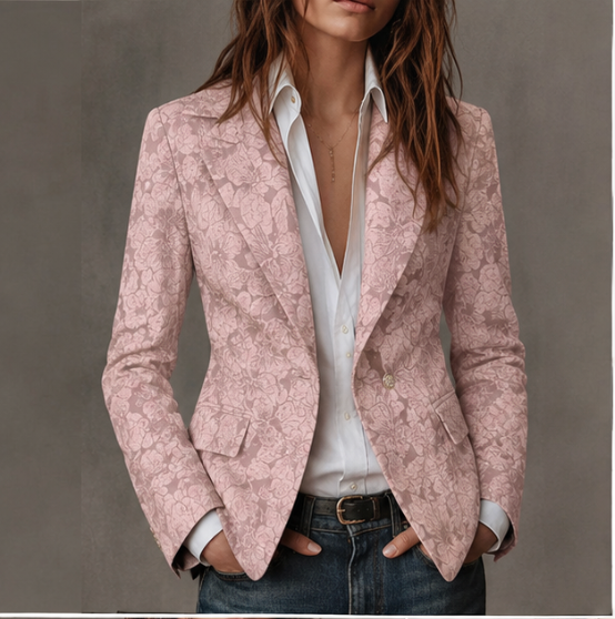 Senna | Jacquard Blazer met Bloemmotief