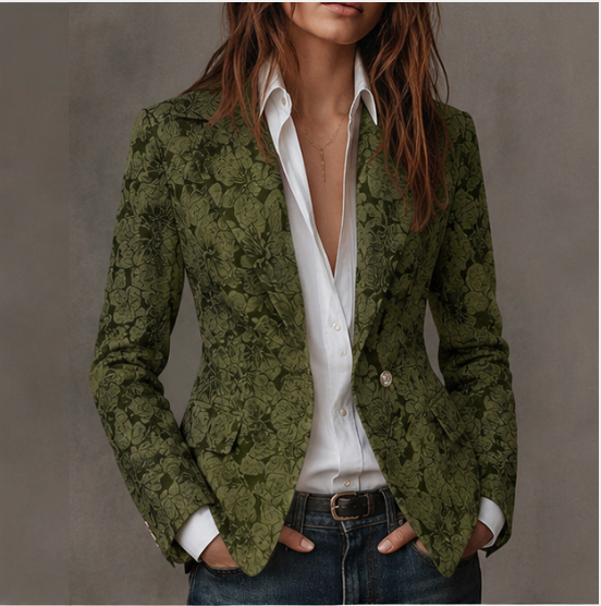 Senna | Jacquard Blazer met Bloemmotief