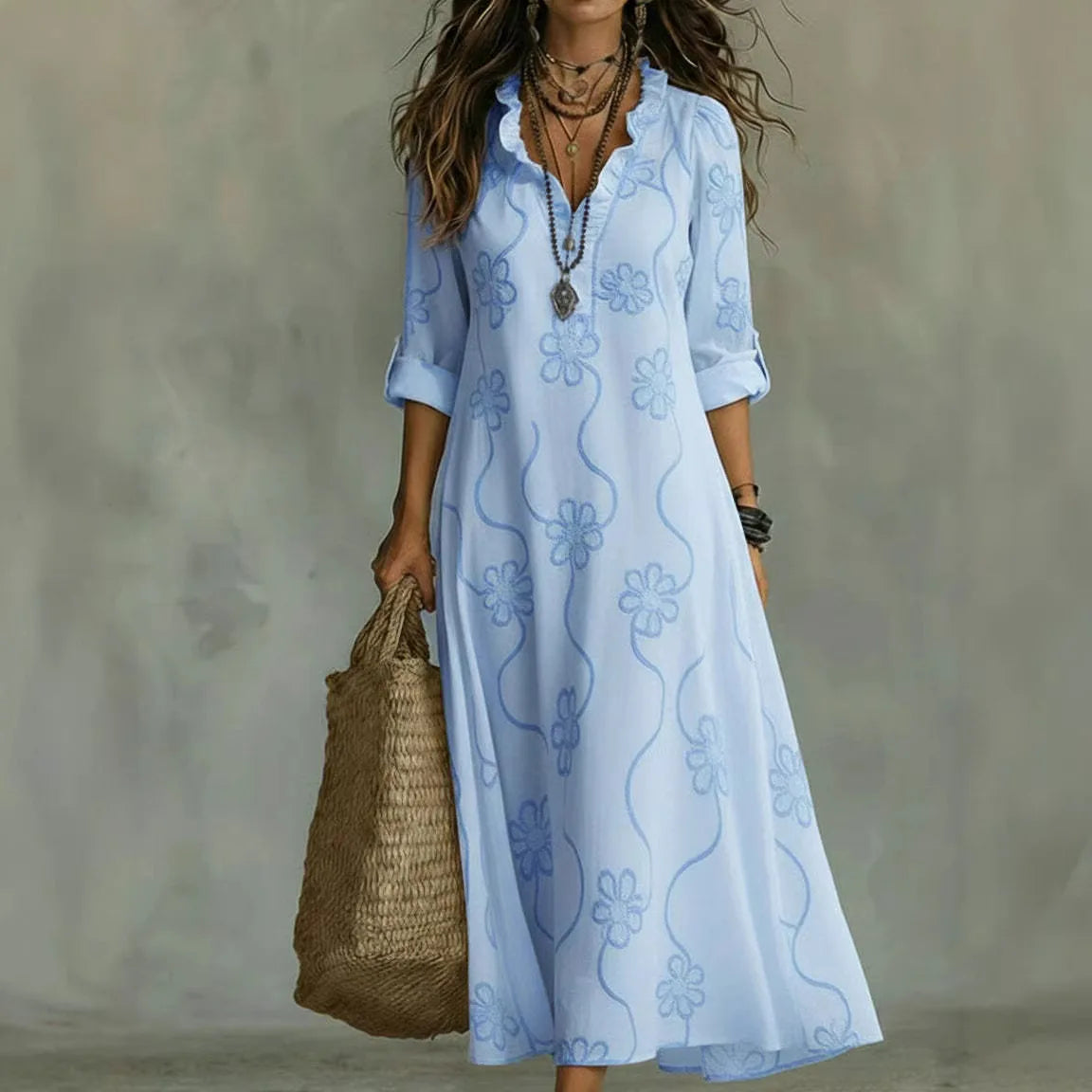 Sienna |  Buikcamouflerende Bloemen Zomerjurk