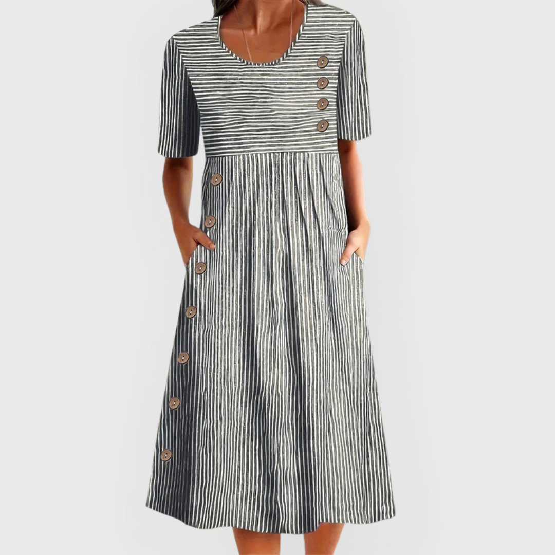 Wanda™ Gestreepte Midi-jurk