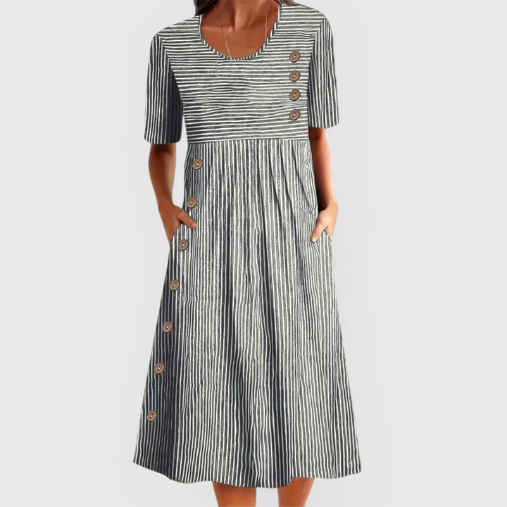 Wanda™ Gestreepte Midi-jurk