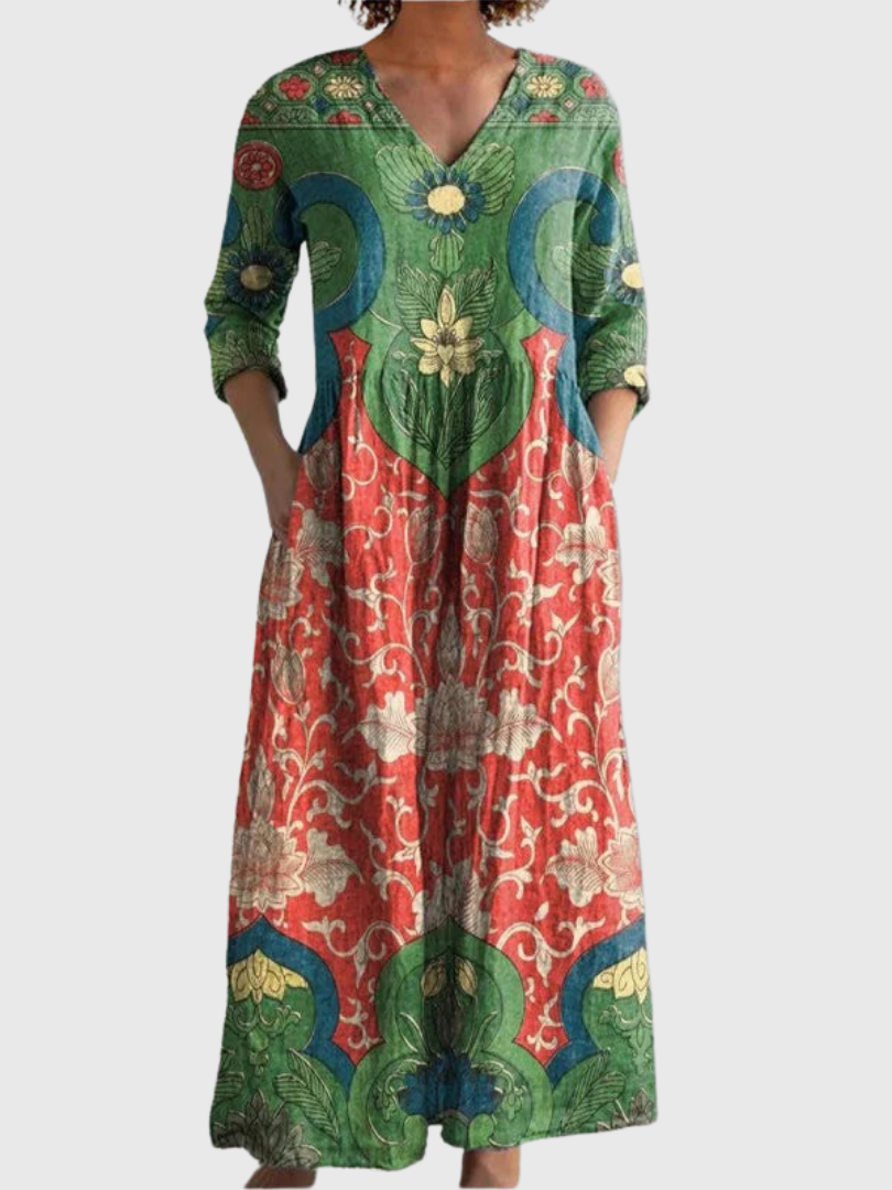 Elyressa | Vintage Bloemen Maxi Jurk