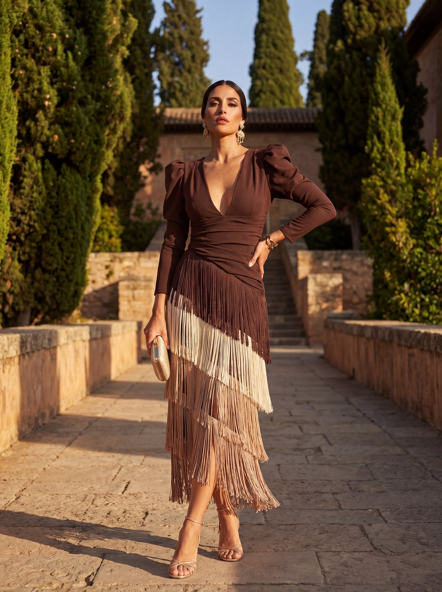 Elegante Franje Jurk - Maison Claire en Sylvie