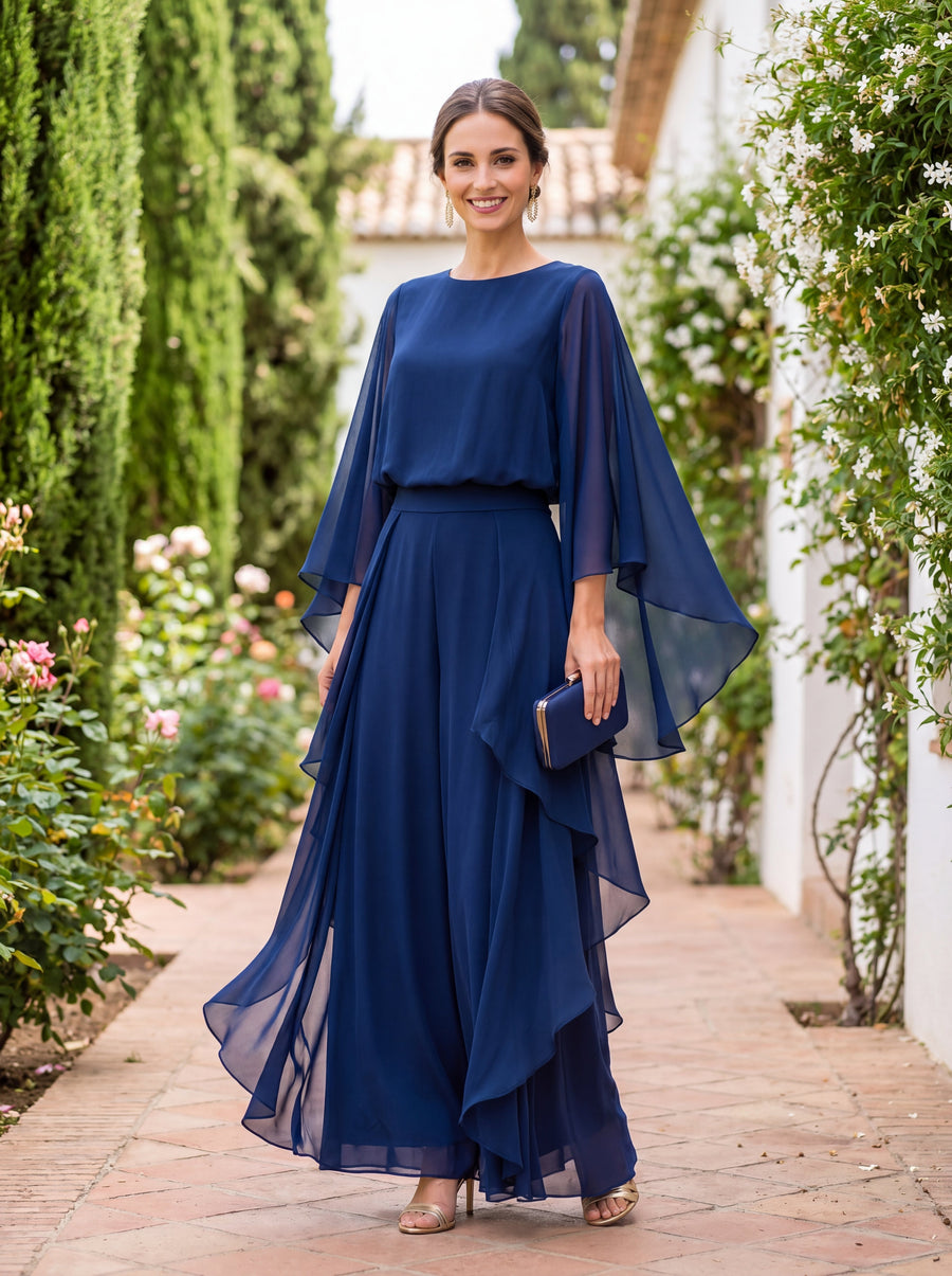 Tweedelig Lázaro ensemble in elegante en verfijnde crêpe