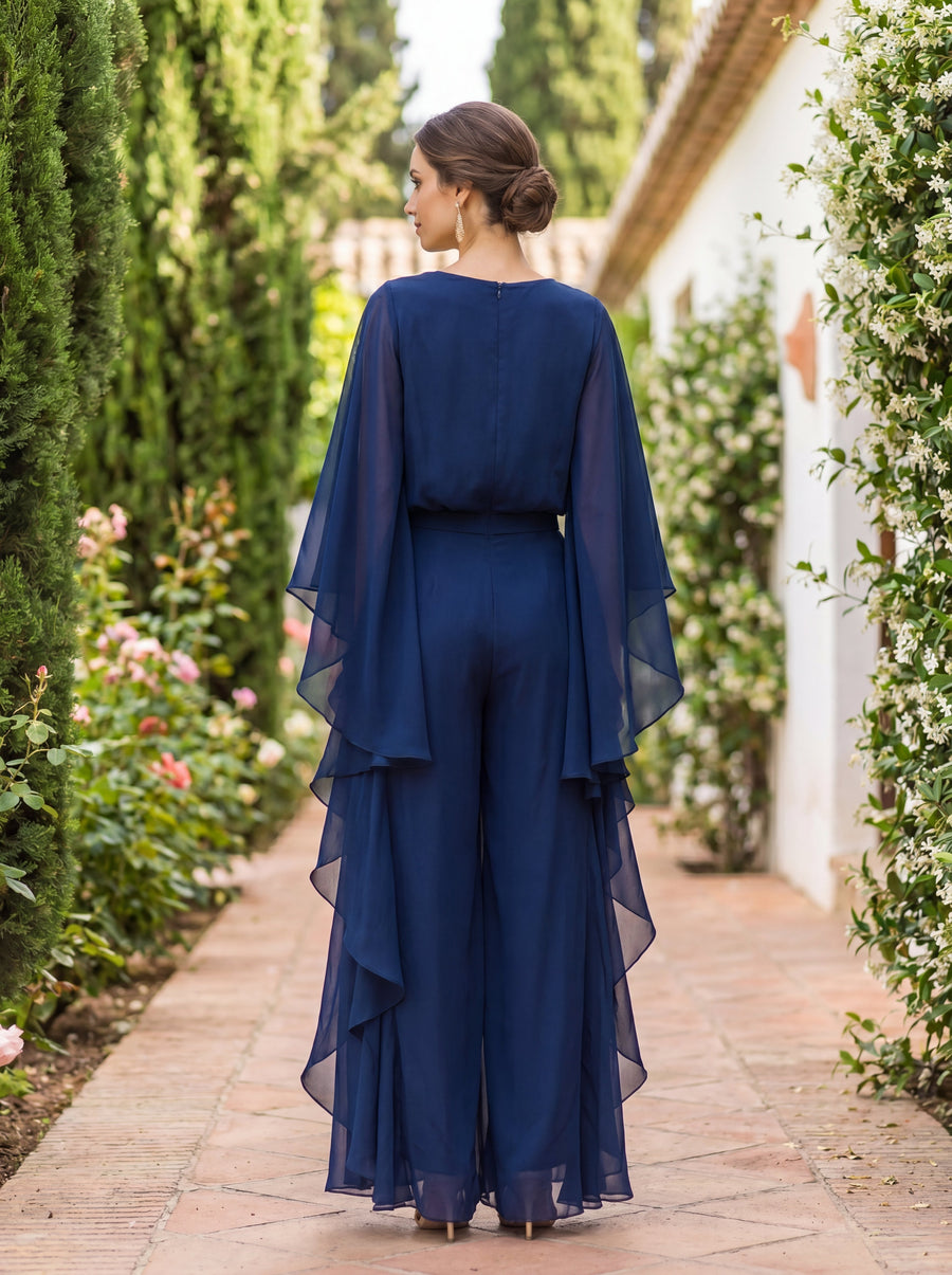 Tweedelig Lázaro ensemble in elegante en verfijnde crêpe