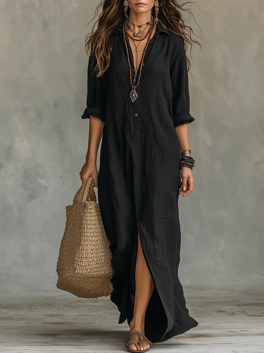 Soline | Maxi Jurk met Knopen