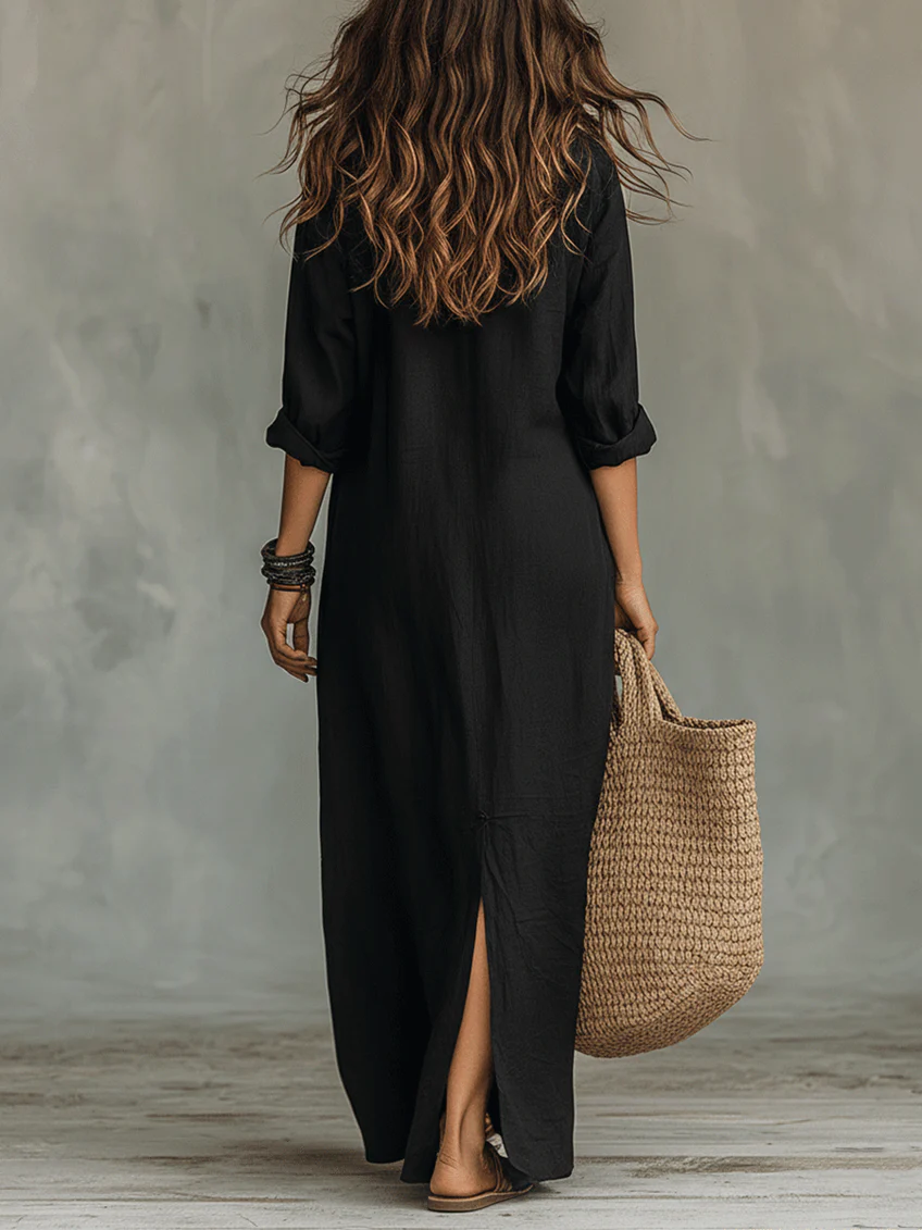Soline | Maxi Jurk met Knopen