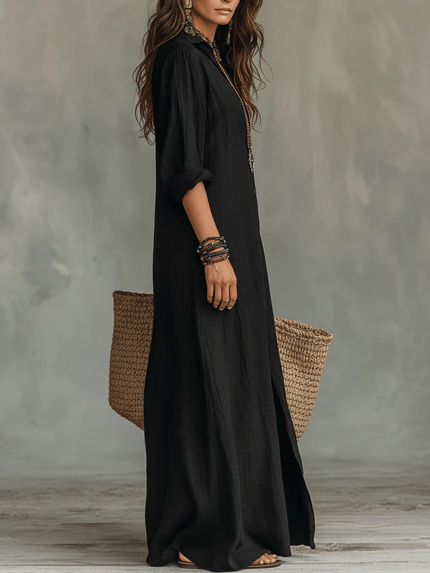 Soline | Maxi Jurk met Knopen