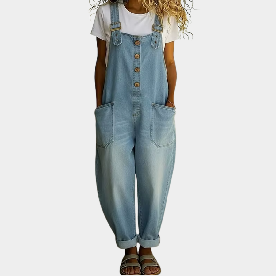 Mae | Vintage denim salopette met verstelbare bretels