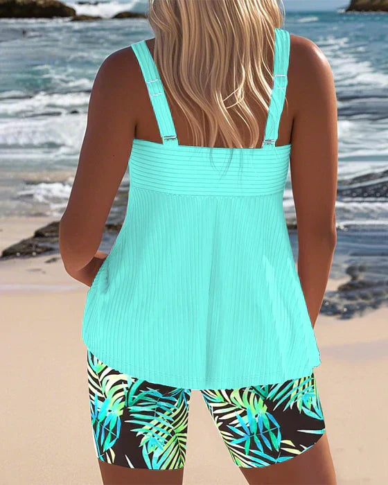 Daphne™ | Heldere Geribbelde Tankini Shorts