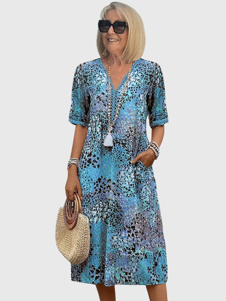 Yvonna™ | Elegante Bloemen Midi-Jurk