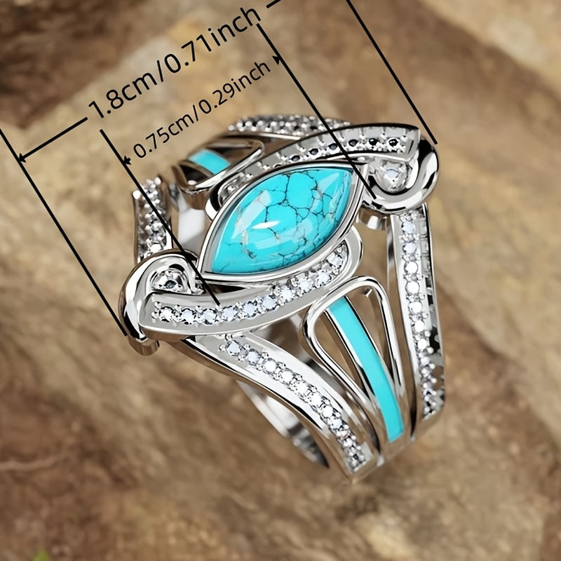 Elegante Boheemse Witte Gouden Vergulde Turquoise Ring