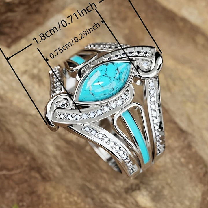 Elegante Boheemse Witte Gouden Vergulde Turquoise Ring