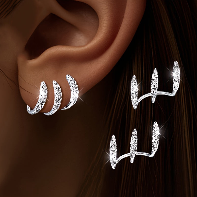 Elegante Oorbellen met Drie Klauwen en Strass