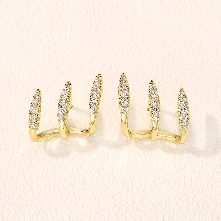 Elegante Oorbellen met Drie Klauwen en Strass
