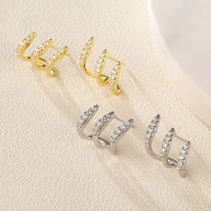 Elegante Oorbellen met Drie Klauwen en Strass