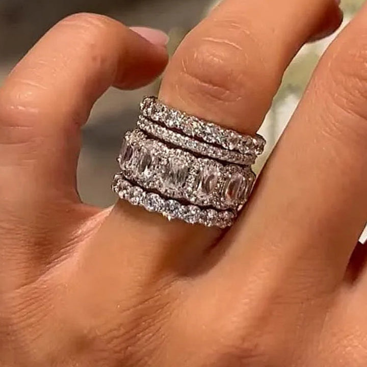 Classic Bridal Style 4-delige Stapelbare Zirkonia Ring Set