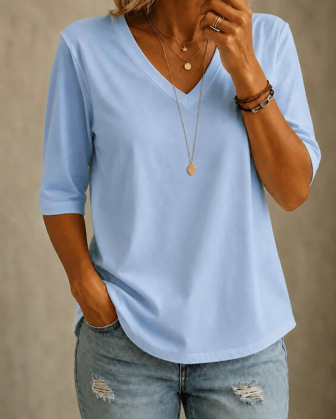 Charline | Klassiek V-hals T-Shirt